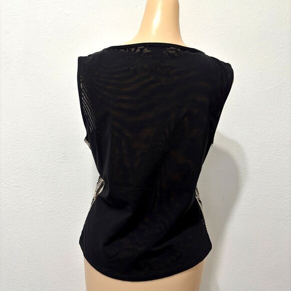 Cache Womens Y2K Beaded Top Large Black - Picture 2 of 6